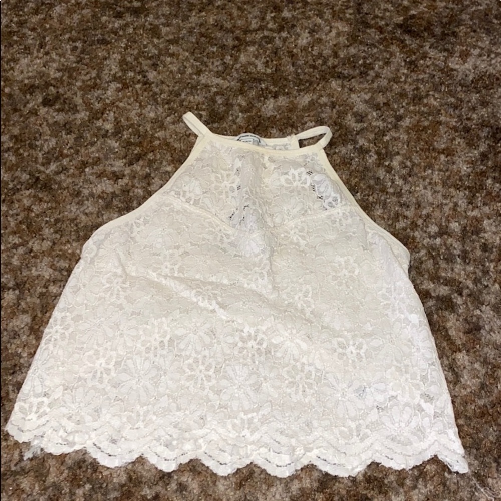 American eagle cream lace crop top